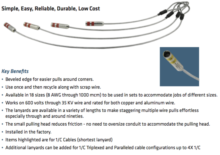 Pre-Attached Single-Use Cable Pulling Lugs