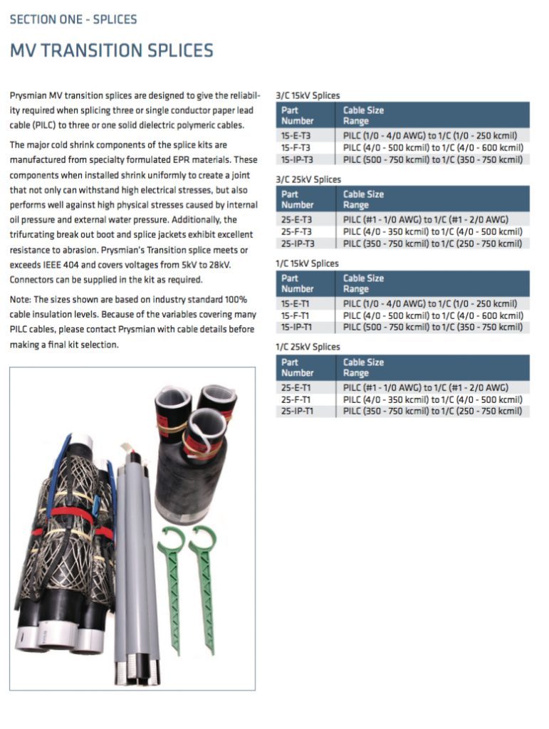 Medium Voltage Transition Splices